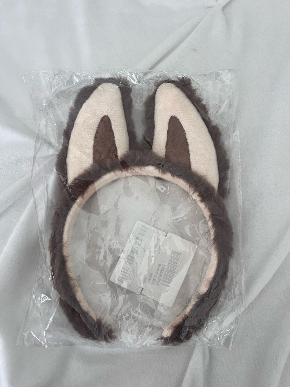 Plush Bunny Ear Headband for Kids - Brown & Cream